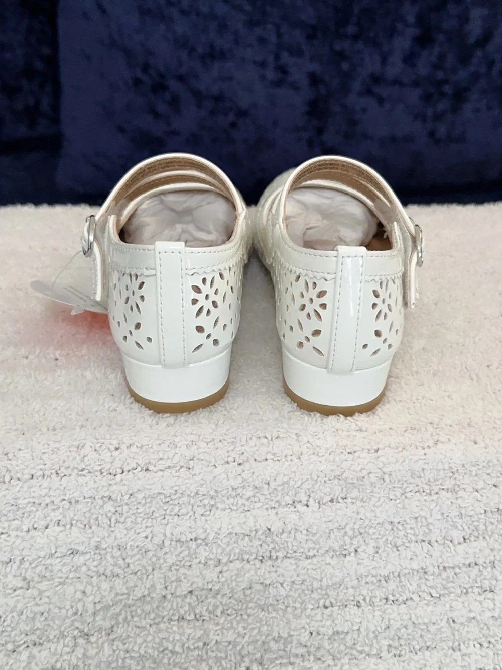 wonder nation White Laser-Cut Double-Strap Mary Jane Shoes With Block Heels